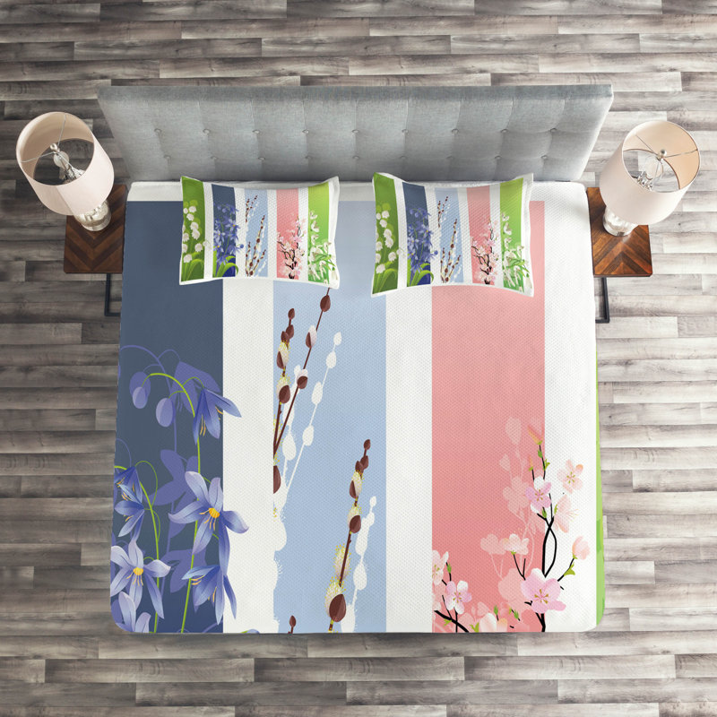 Flower Eclectic Polyester Floral Coverlet