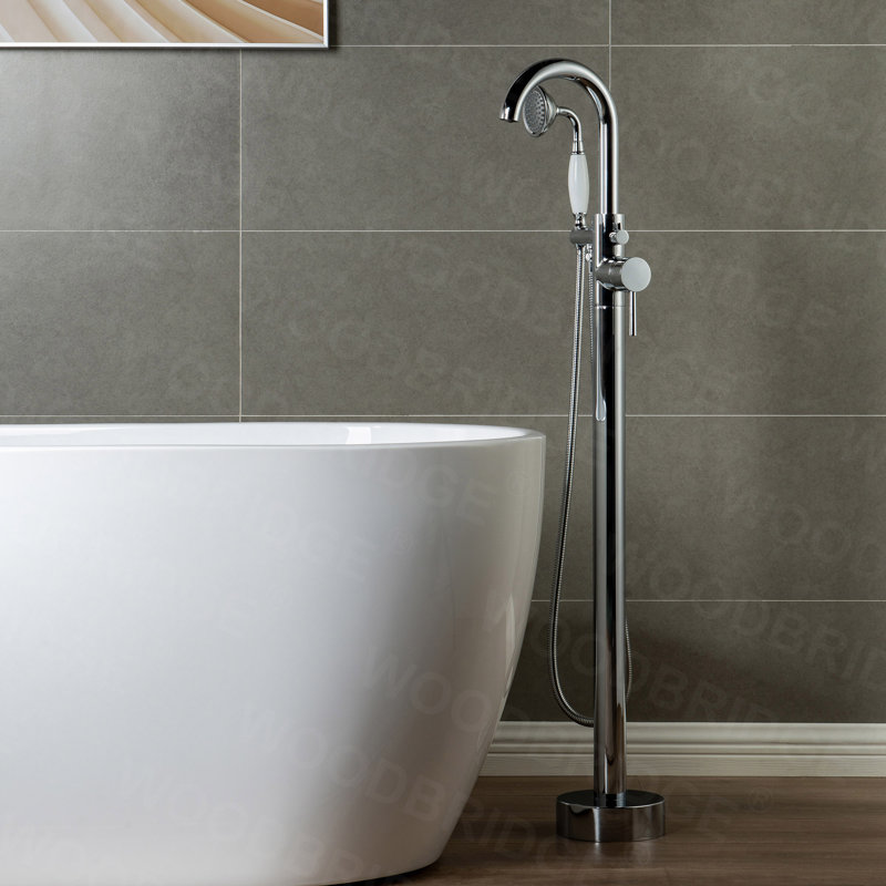 Cove 1 Handle Bathroom Freestanding Tub Filler with Diverter, Chrome