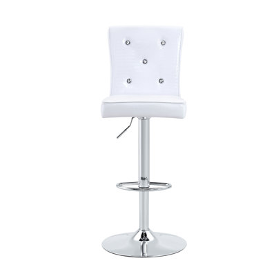 Ensemble de table de bar et tabourets Modern, table de pub ronde avec plateau en verre avec base en chrome argenté et 2 tabourets de bar en cuir de polyuréthane gaufré crocodile avec hauteur réglable et pivotant, ensemble bistro Home Bar