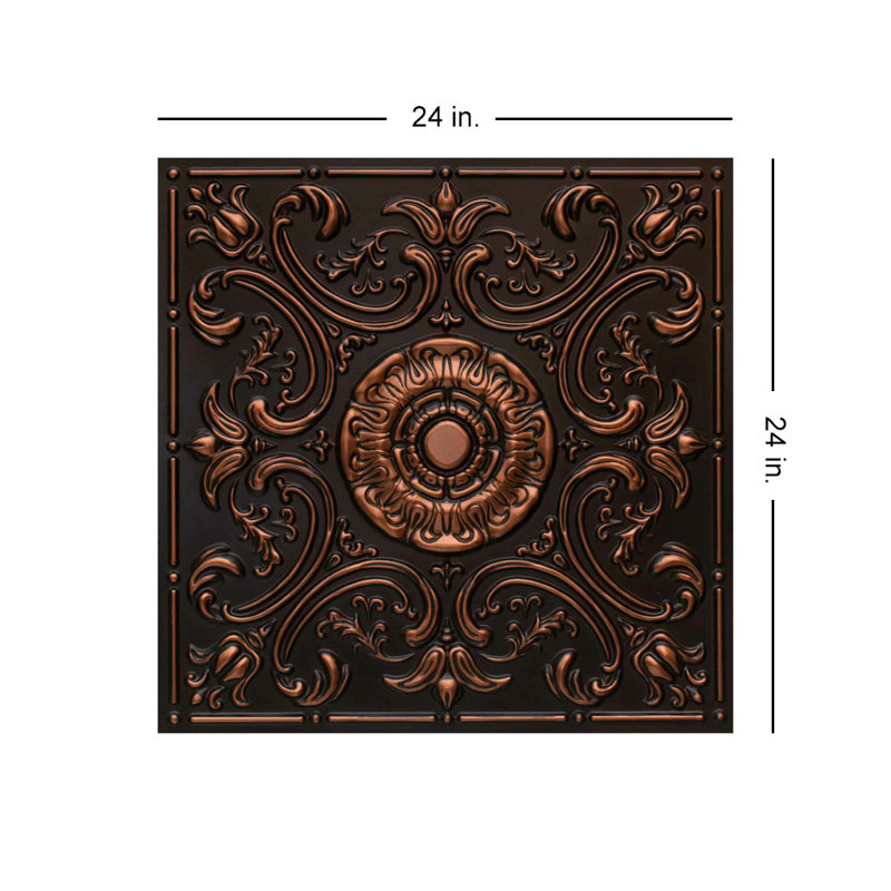 Carreau de plafond en PVC 2 pi x 2 pi Venice, Cuivre antique