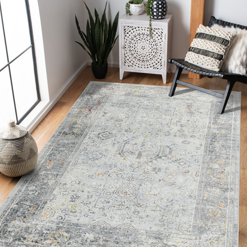 Charleen Traditional Bordered Premium Polyester Performance Area Rug, Rectangle 3'3" x 4'11"
