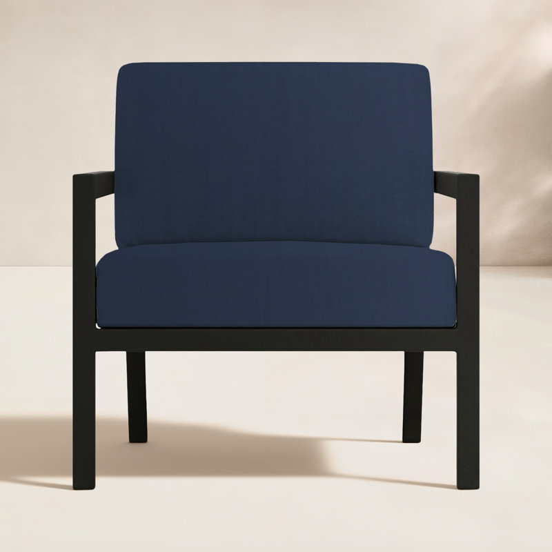 Vivant Patio Chair with Sunbrella® Cushions, Black, Spectrum Indigo Sunbrella®