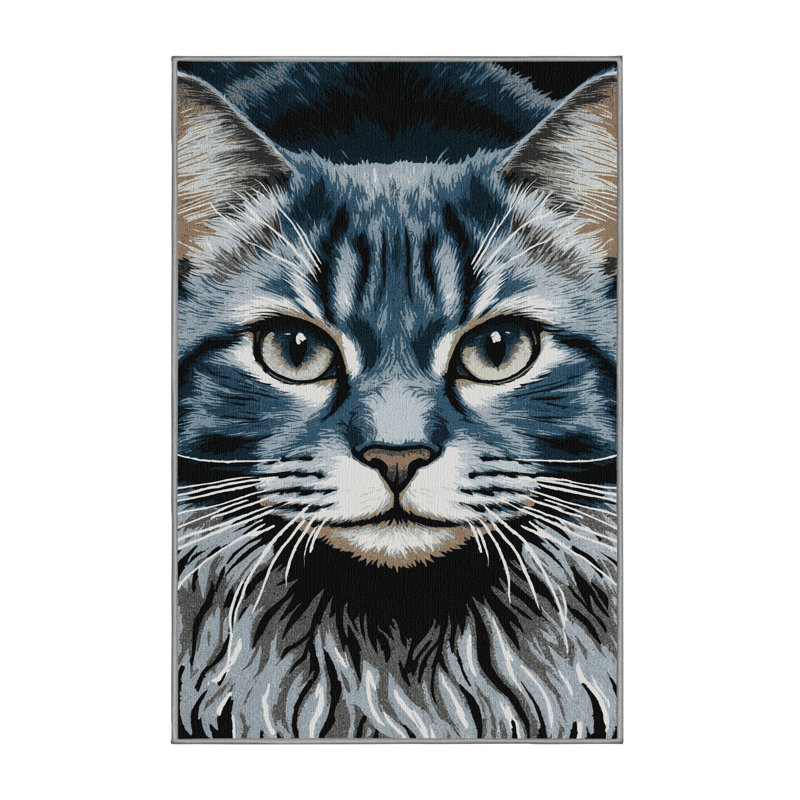 Washable Russian Blue Cats Area Rug, Rectangle 8' x 12'