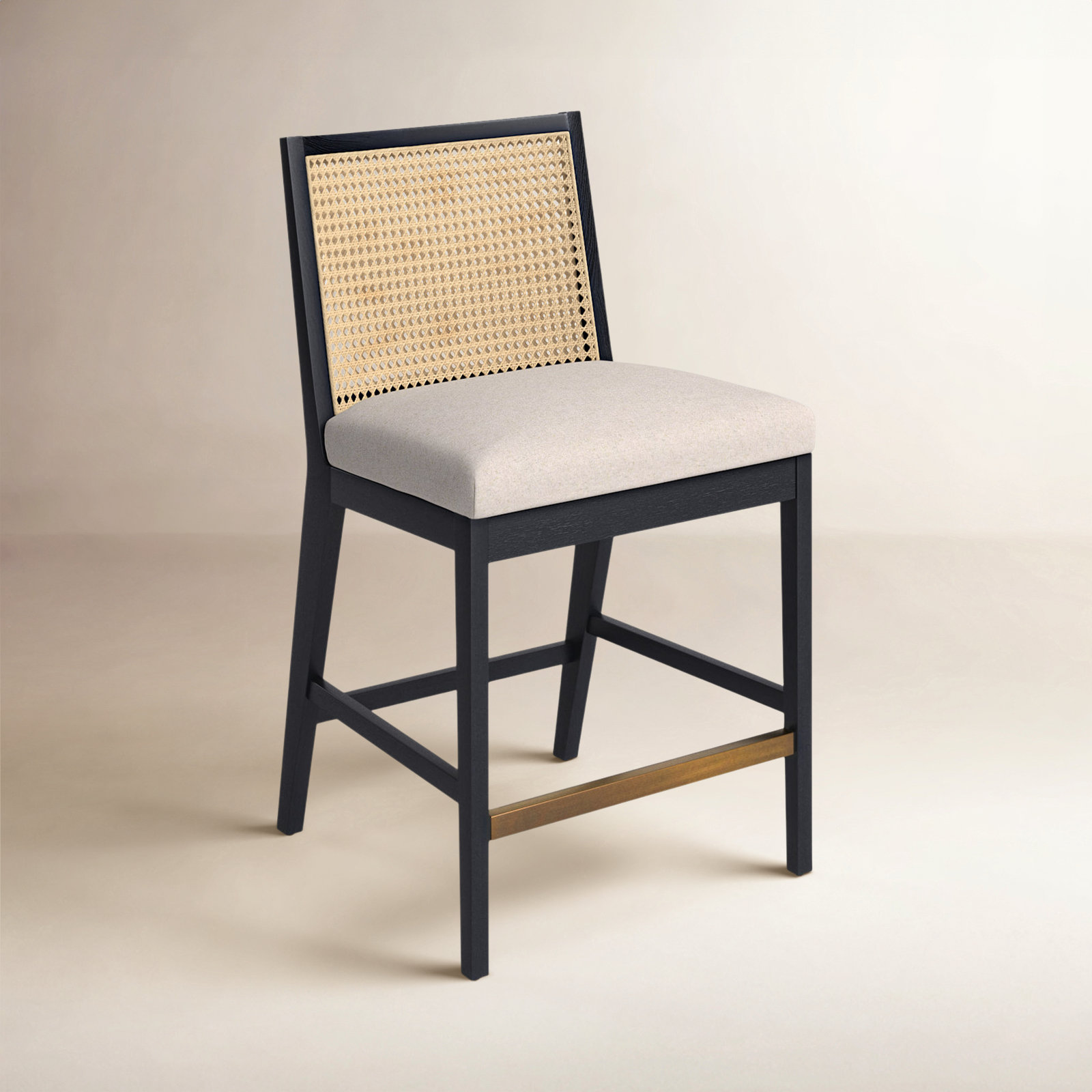 Sergi Cane Stool, Counter Stool (27" Seat Height), Brown/Natural/Taupe