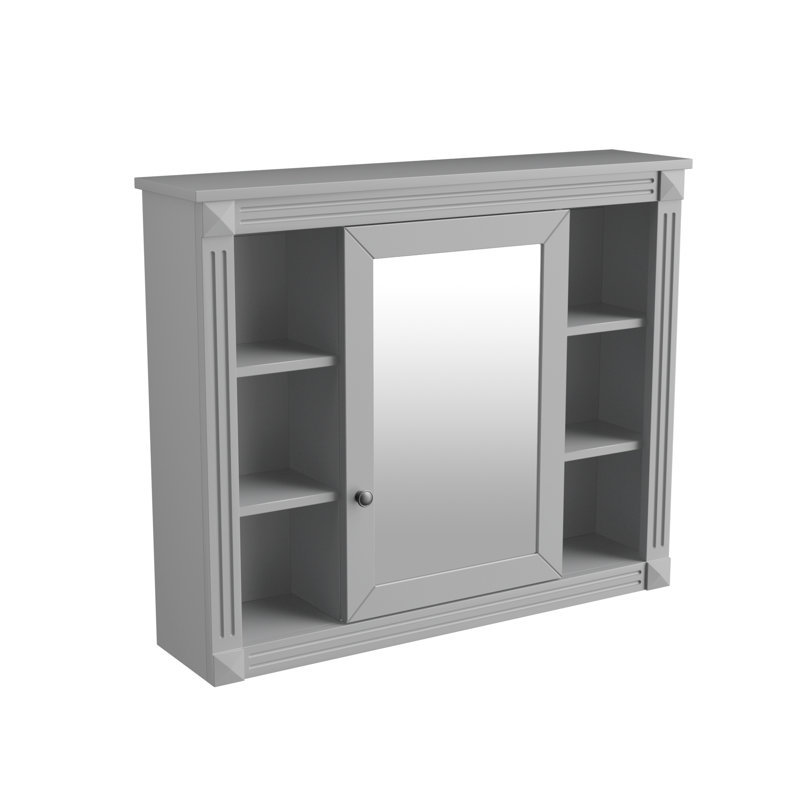 Armoire de salle de bain murale avec miroir, Gris