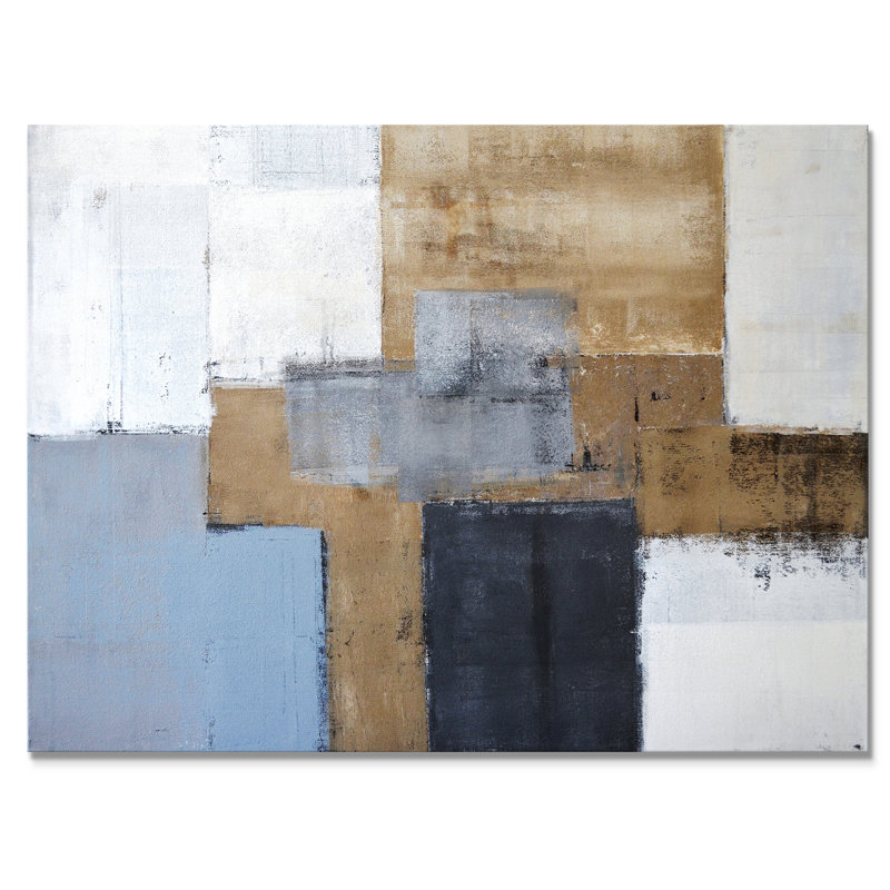 «Gray Meets Brown Abstract Art», reproduction d'art sur toile encadrée, H 8 po x l 12 po x P 1 po, Toile tendue