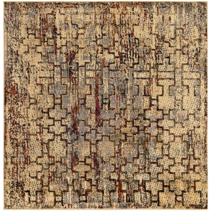 Geometric Indoor Rug, Square 5'3"