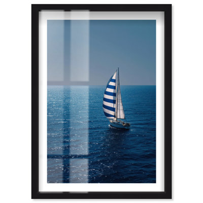 «Sail the Blue Seas» par Coastal Glam Art par Notoriart, cadre noir, H 25 po x l 17 po
