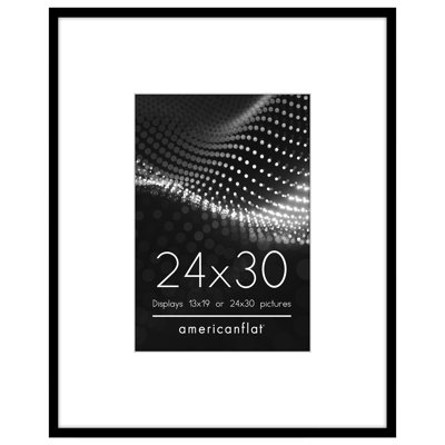  24x30 Picture Frame - Use as 13x19 Frame with Mat or 24x30 Frame Without Mat - Thin Photo Frame with Polished Plexiglass - Black