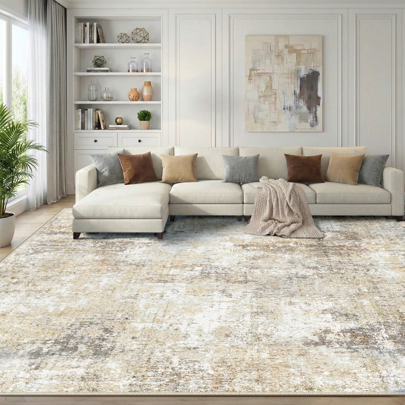 Modern Abstract Printed Area Rug Non-Slip Machine Washable Low Pile for Living Room Bedroom, Rectangle 8' x 10'
