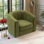 Fauteuil demi-tonneau pivotant à 360 degrés, chaise d'appoint capitonnée vert olive avec base en métal doré