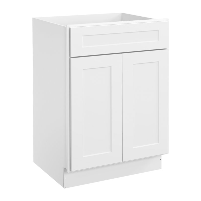 Armoire de base en contreplaqué H 34,5 po  prête à assembler, H 34,5 po x l 24 po x P 21 po, Blanc shaker