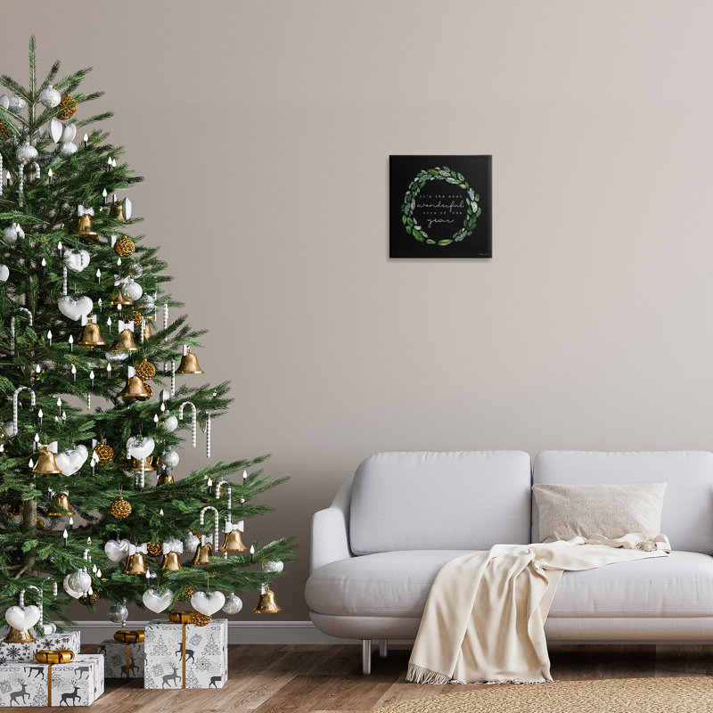 «Minimal Holiday Wreath», art mural sur toile par Susan Ball, H 17 po x l 17 po