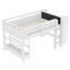Lit mezzanine simple avec bureau, tableau noir et bibliothèques multi-rangements, boîtes et tiroirs - Lit mezzanine bas en bois massif, sans sommier, blanc-912521191-912521184