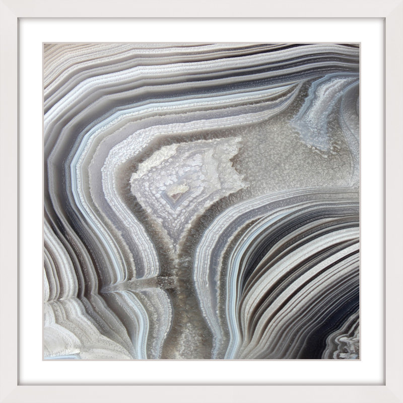 Valley of Waves White Framed Abstract Canvas Print, 18" x 18"