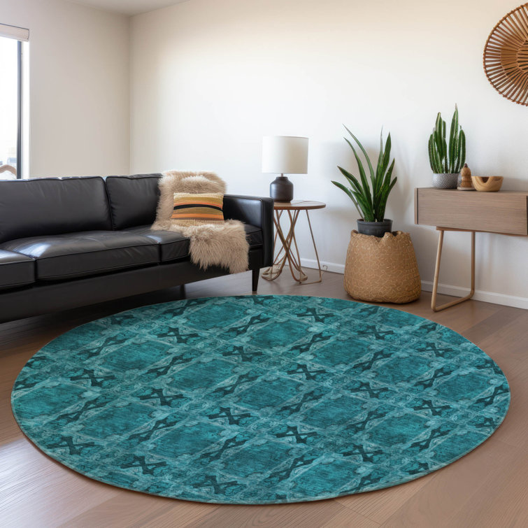 Premium Machine Washable Cerrito AMF564 Teal Rug