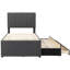 Lit plateforme tapissier simple avec lit gigogne et 3 tiroirs en lin gris-1012730504