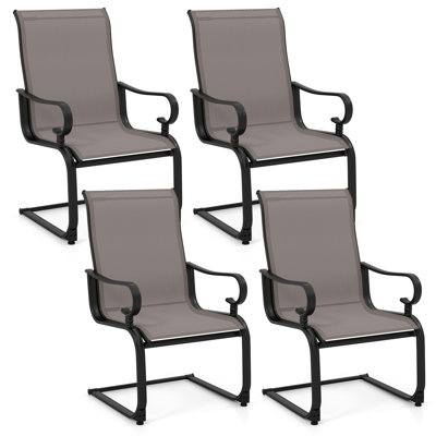 Patio Dining Chairs Set of 4 C-Spring Motion Patio Chairs w/ Metal Frame by Latitude Run
