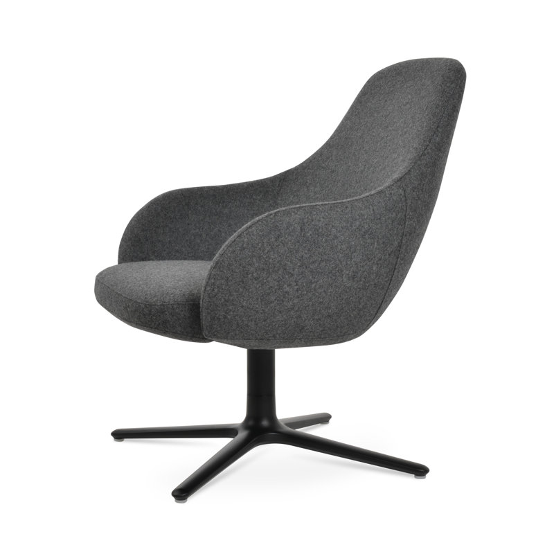 Fauteuil pivotant ovale Gazel, Gris foncé