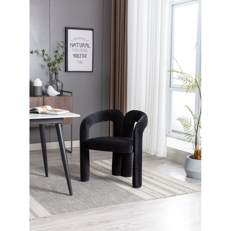 Ensemble de 2 fauteuils d'appoint / de salle à manger / de barils en tissu de velours de conception contemporaine (velours noir)