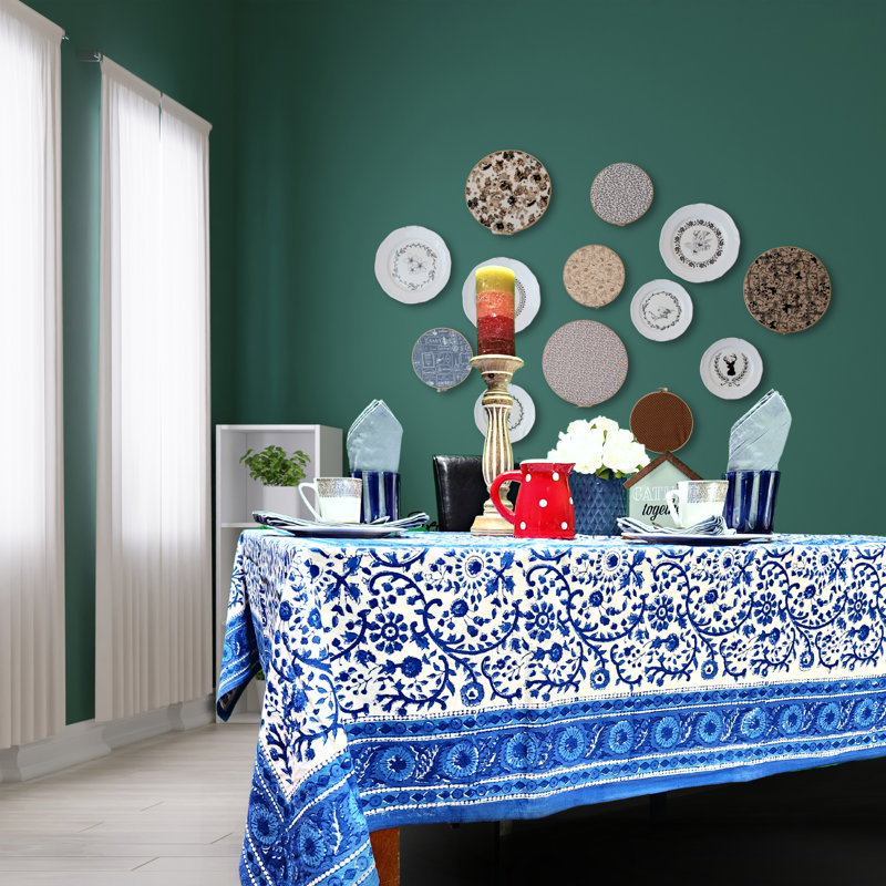 Nappe ronde en coton imprimé floral, L 102 po x l 70 po
