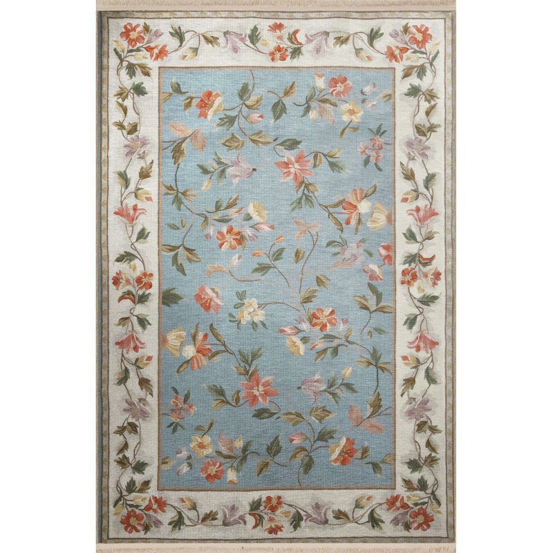 Tapis décoratif beige et multicolore à motif floral rose et vigne lavable à la machine