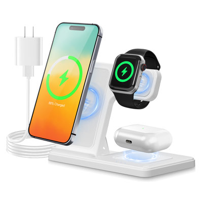Wireless Charger,Magnetic Charging Stand Compatible with iPhone 17 16 15 14 13 12 11 Pro Max Plus XS XR X 8,Charger for Apple Watch 9 8 7 6 5 4 3 2 SE, for AirPods 3 2 Pro,3 in 1 Charging Station