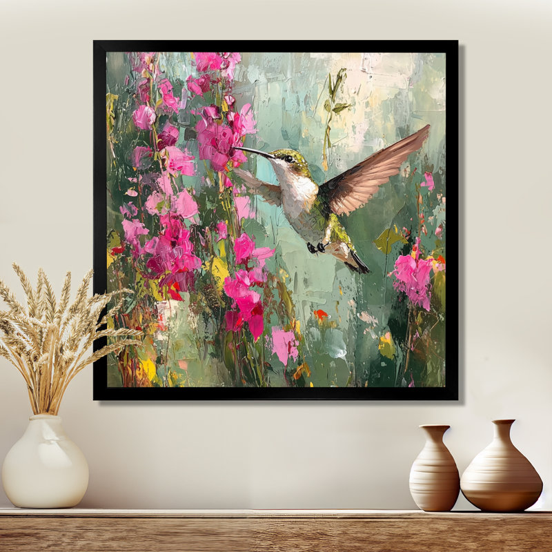 Colibri dans le jardin de la ferme III - oiseau, art mural, Reproduction encadrée d'une seule photo, Noir, H 16 po x l 16 po