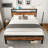 Queen Size Platform Bed Frame With 2-tier Storage Headboard/ Charging Station,Rustic Brown-98975038-98975041