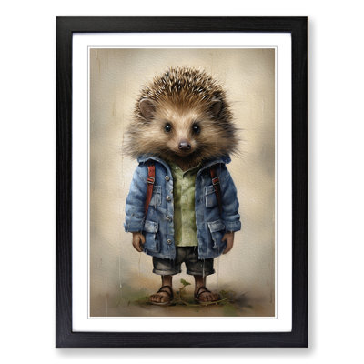 Hedgehog with Glasses Painting - Framed Print