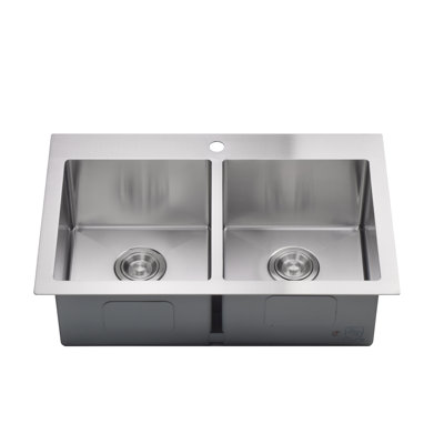 Évier de cuisine à double cuve encastrée avec crépine L 31 po x l 20 po
