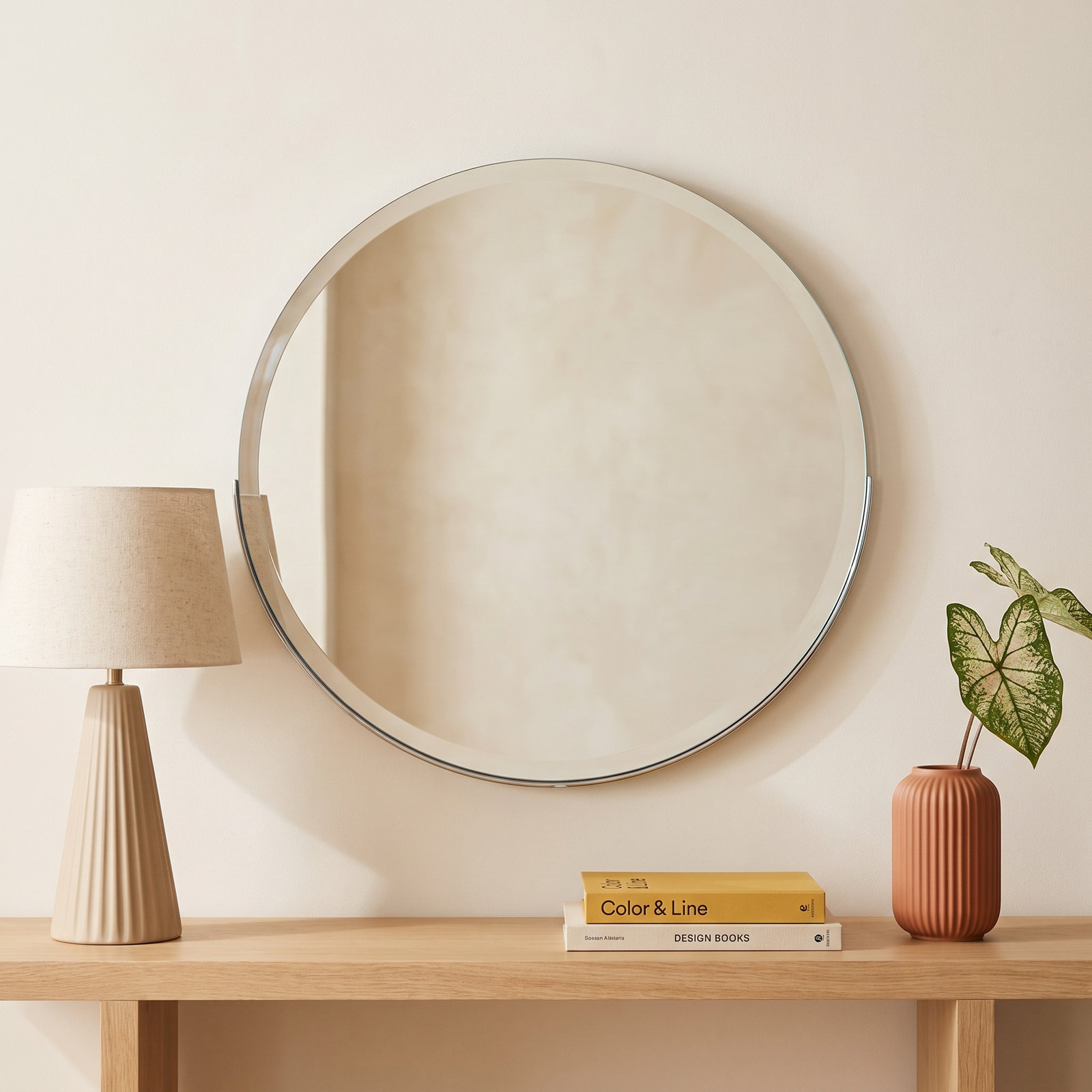 Ames Stainless Steel Round Mirror, Silver