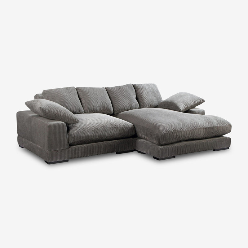 Canapé modulaire réversible Plush, Velours côtelé bleu marine