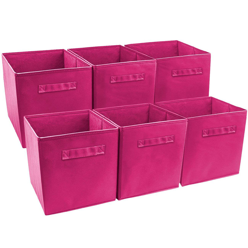 Sorbus 11" Foldable Storage Cubes with Handles, Pink