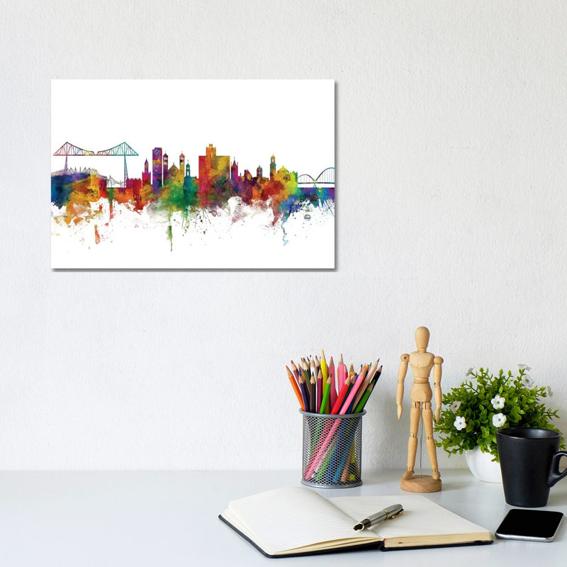 Middlesbrough, England Skyline by Michael Tompsett - Wrapped Canvas Gallery-Wrapped Canvas Giclée, 20.32 cm H x 30.48 cm W
