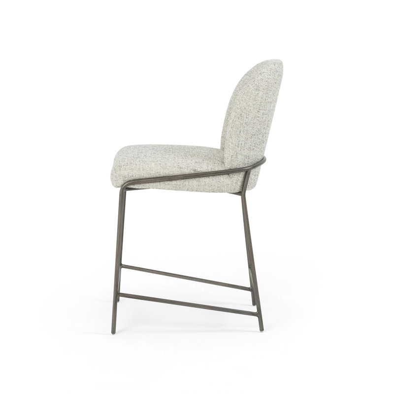 Astrud Upholstered Bar Stool with Metal Frame, Polyester Blend Cream, Counter Stool (25" Seat Height)