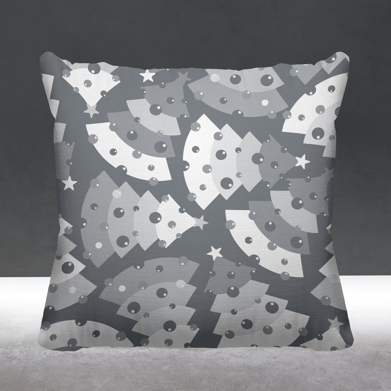 Coussin décoratif intérieur / extérieur Christmas Tree, 19 po x 19 po, gris, Carré