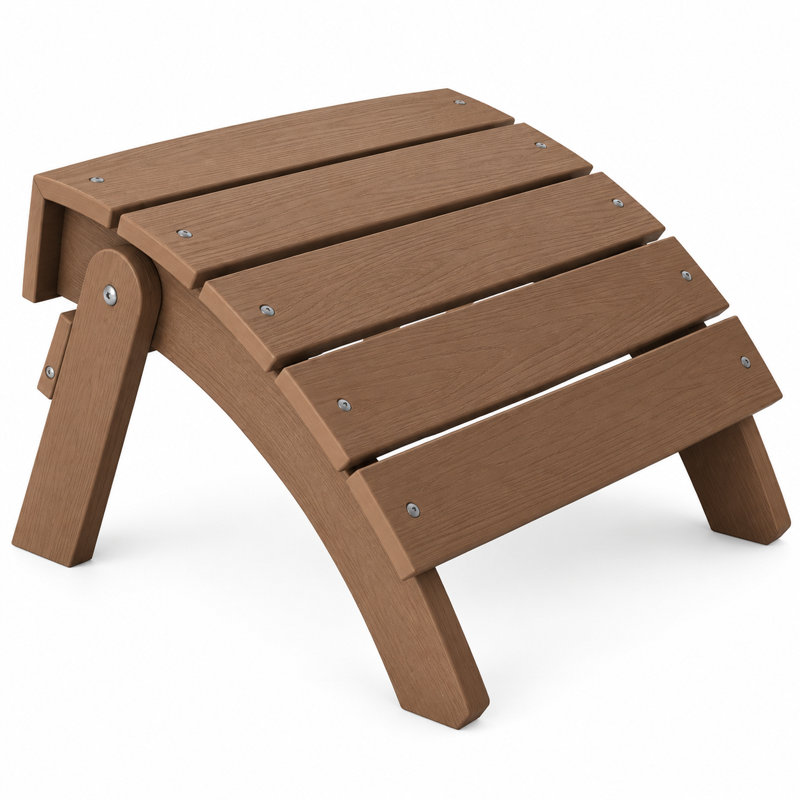 HIPS Adirondack Ottoman, All-Weather Classic Plastic Outdoor Adirondack Folding Ottoman , Teak