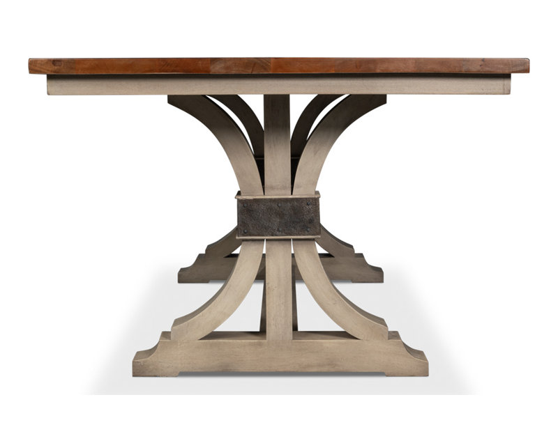 Brown Mango Wood Trestle Base Dining Table
