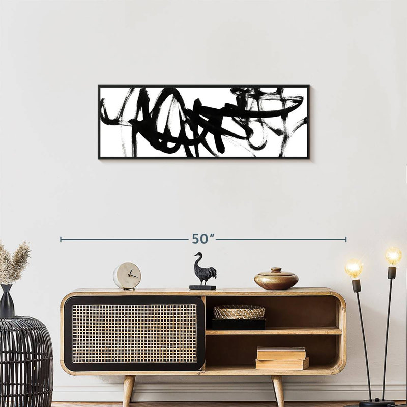 Blanc à noir Willmar V, Cadre flottant noir, 37 po x 13 po