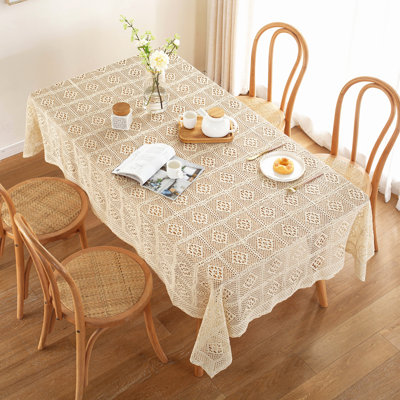 Solid Color Cotton Blend Tablecloth