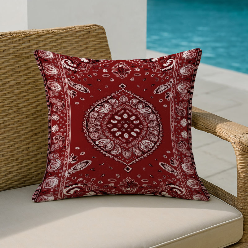 Farm Indoor and Outdoor Throw Pillow, Square 16", Bandana Prints