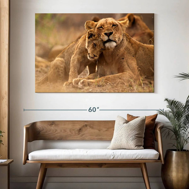 Lioness And Cub, 34" H x 51" W