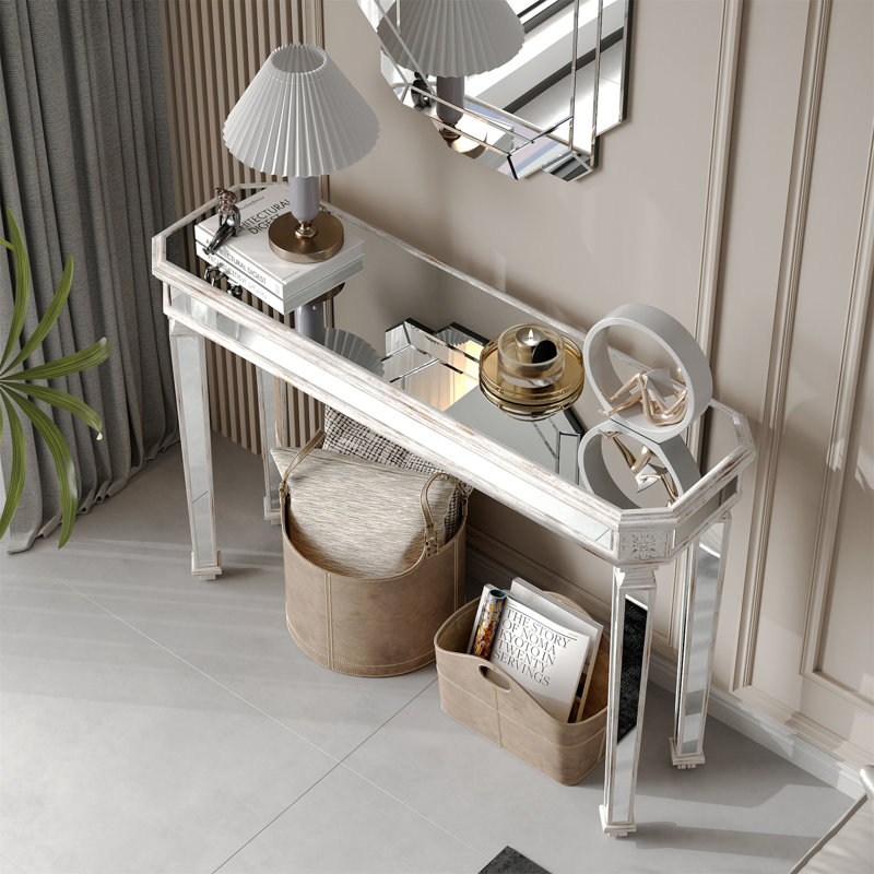Miroir console console rétro processus de sculpture sur grain de bois magnifique et noble pour le vestibule, la table de canapé, le salon