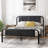 Kempst Queen Size Bed Frame with Wood Headboard and Footboard, Industrial Rustic Queen Metal Platform Bed with Heavy-duty Slats Support, No Box Spring Needed, Black-1227897885-1313203533