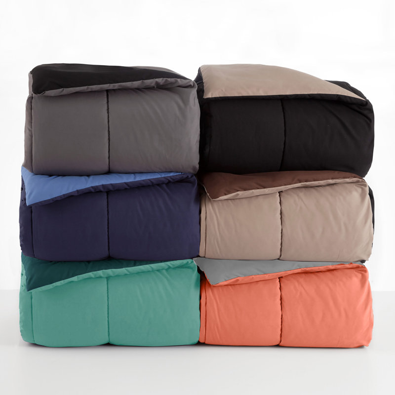 Full Khaki and Chocolate Reversible Microfiber Comforter Set