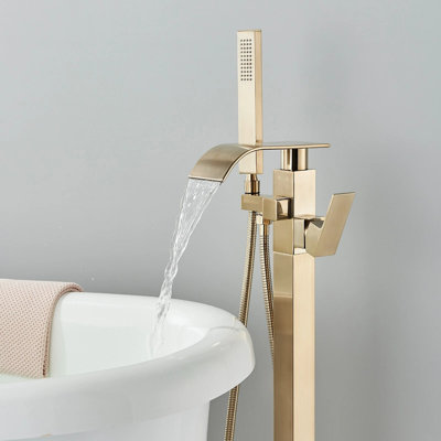 Freestanding Bathtub Faucet Floor Mount Tub Filler Mixer Taps Shower Faucets