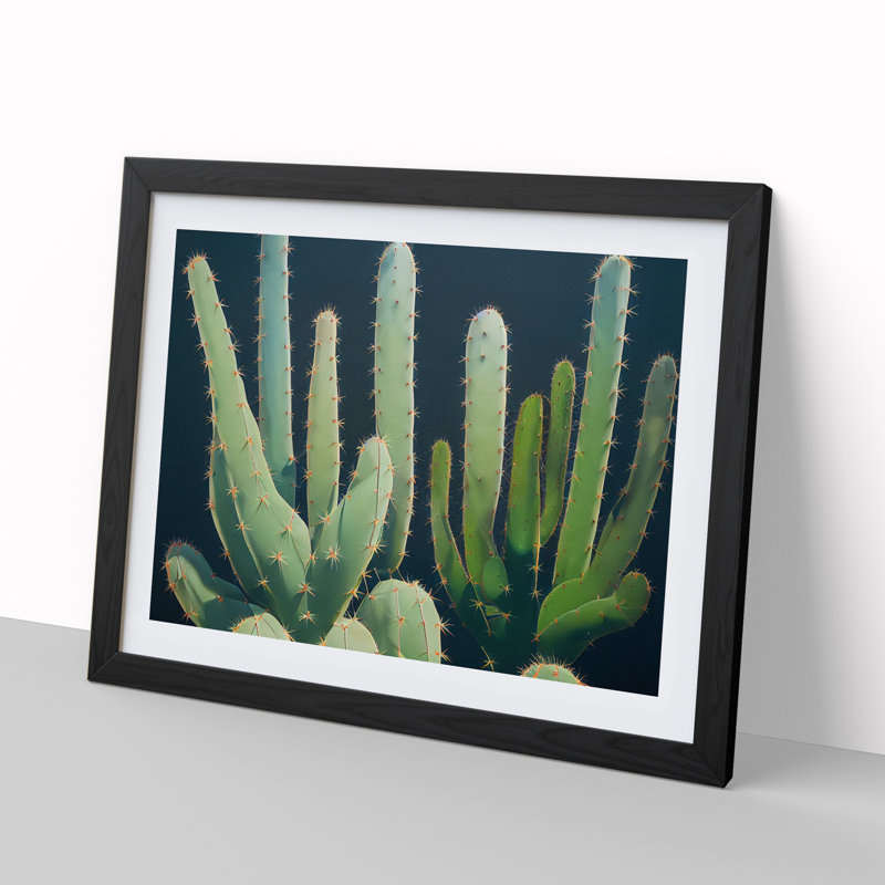 Enthralling Cactus - Single Picture Frame Painting, Black , 46cm H x 64cm W x 2cm D