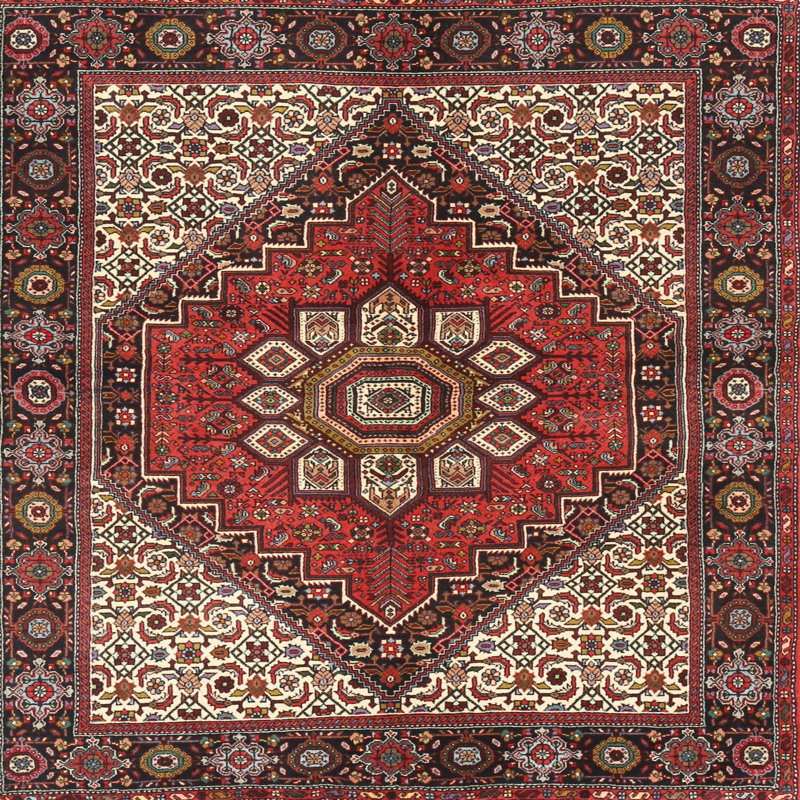 Tapis décoratif en laine rouge/beige Melik oriental, Carré 6 pi