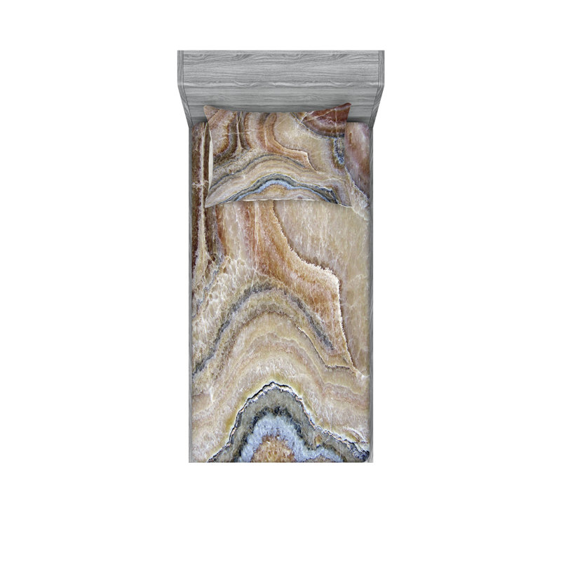 Drap-housse et coussin décoratif Ambesonne, Ensemble de draps pour lit simple très long + 3 p